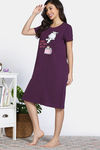 Zivame Farm Lore Knit Cotton Night Dress - Blackberry Wine — thumbnail 2